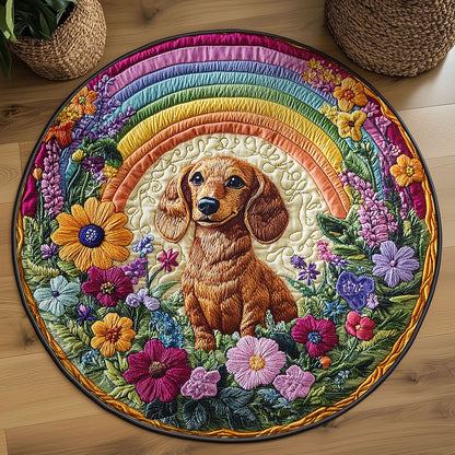 Joyful Dachshund WN2208072CL Quilted Round Mat