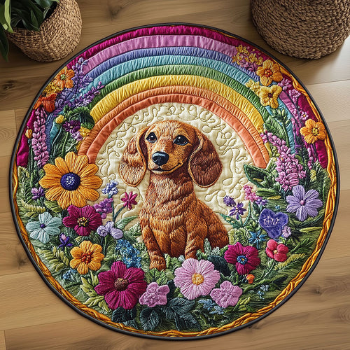 Joyful Dachshund WN2208072CL Quilted Round Mat