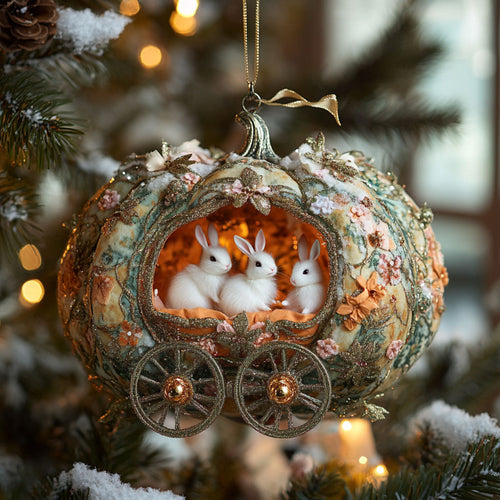 Rabbit Festive Pumpkin Ride WN0912045CL Christmas Ornament