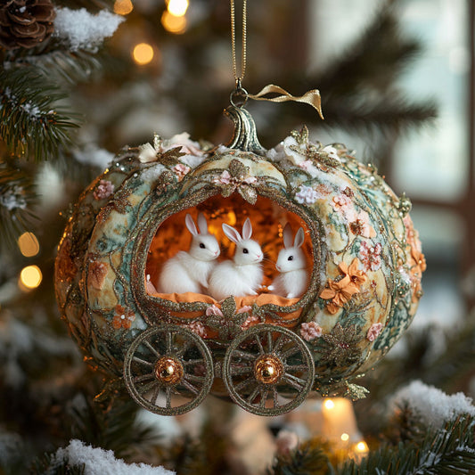 Rabbit Festive Pumpkin Ride WN0912045CL Christmas Ornament