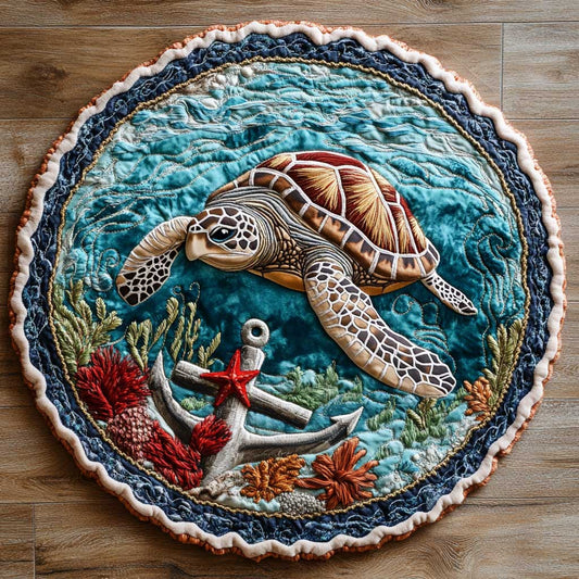 Turtle Anchor Haven WN0905041CL Quilted Round Mat
