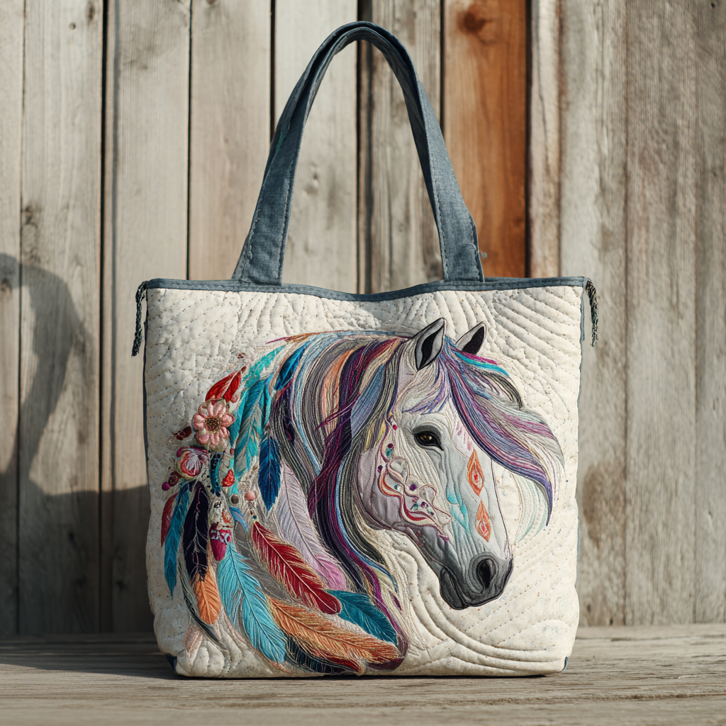 Floral Flowing Mane XR0212026CL Quilted Tote Bag