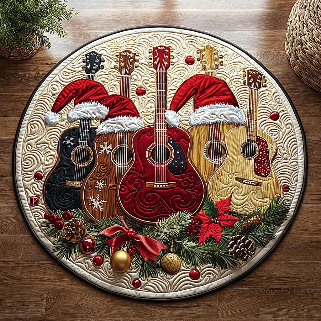 Christmas Guitar QA2711017CL Quilted Round Mat