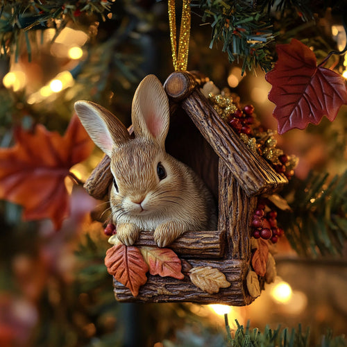 Rabbit Festive Cabin WN2411066CL Christmas Ornament