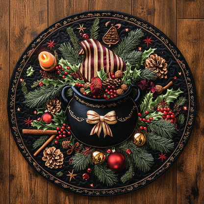 Festive Witch Cauldron WN1408036CL Quilted Round Mat