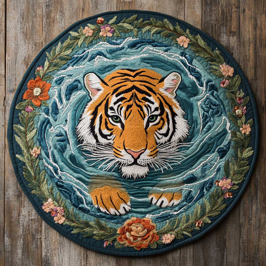 Emerald Tiger WN2205043CL Quilted Round Mat