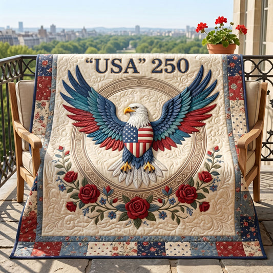 USA 250 Patriotic Eagle Floral WN1304016CL Quilt