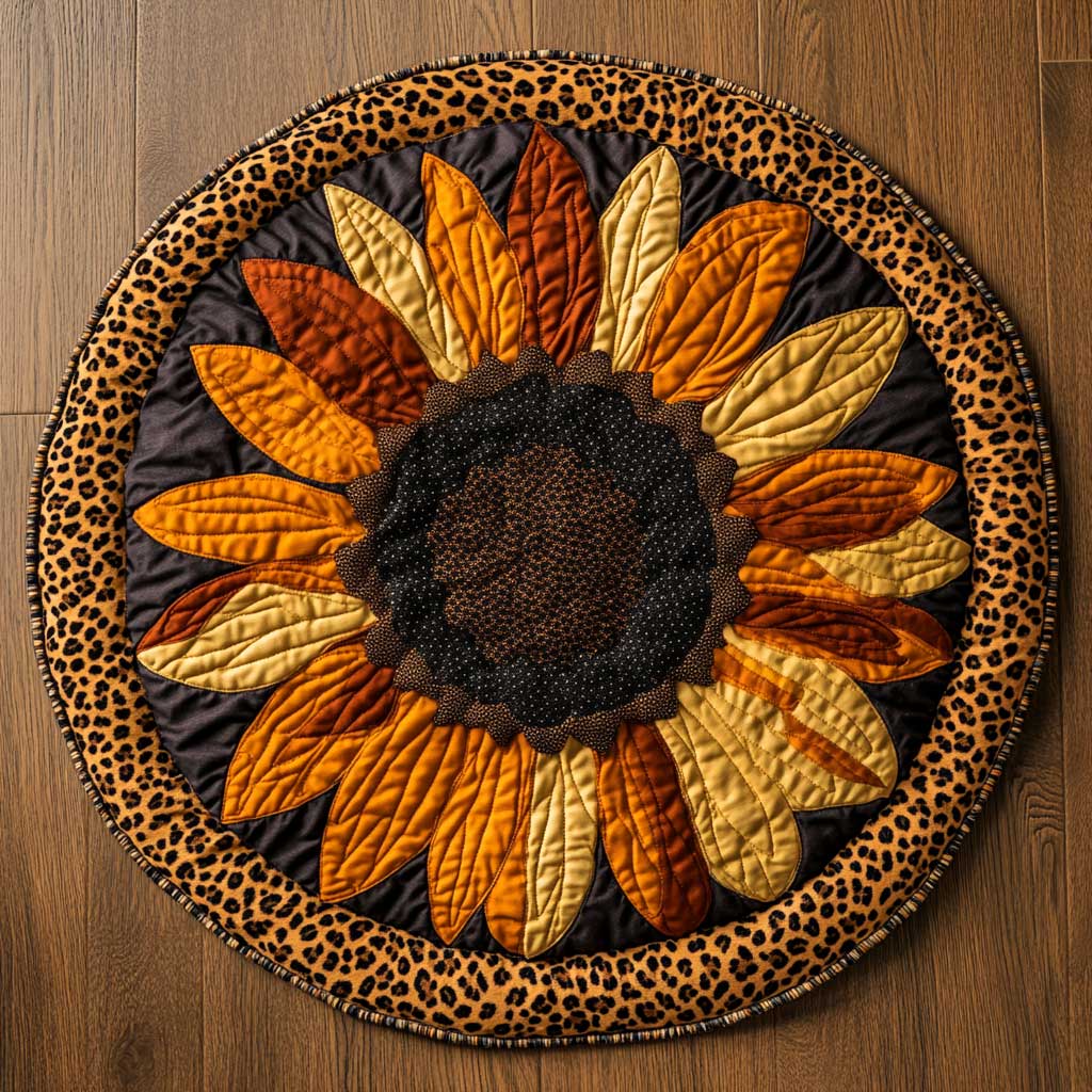 Earthy Sunflower WN1604015CL Quilted Round Mat
