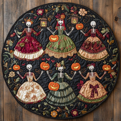Harvest Rose Skeleton Lady WN1908041CL Quilted Round Mat