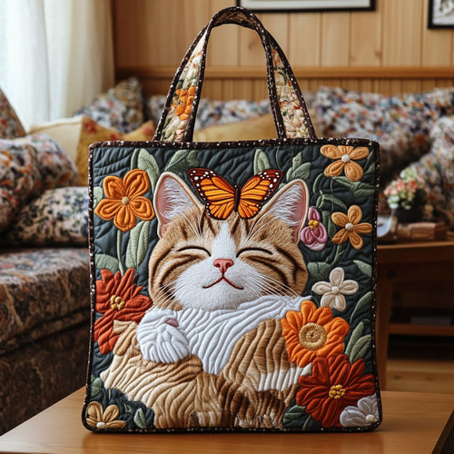 Butterfly Kissed Cat KL1912006CL Quilted Tote Bag