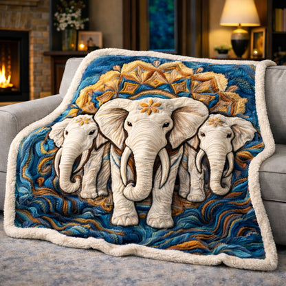 Boho Elephant KL2901006CL Faux Fur Throw Blanket