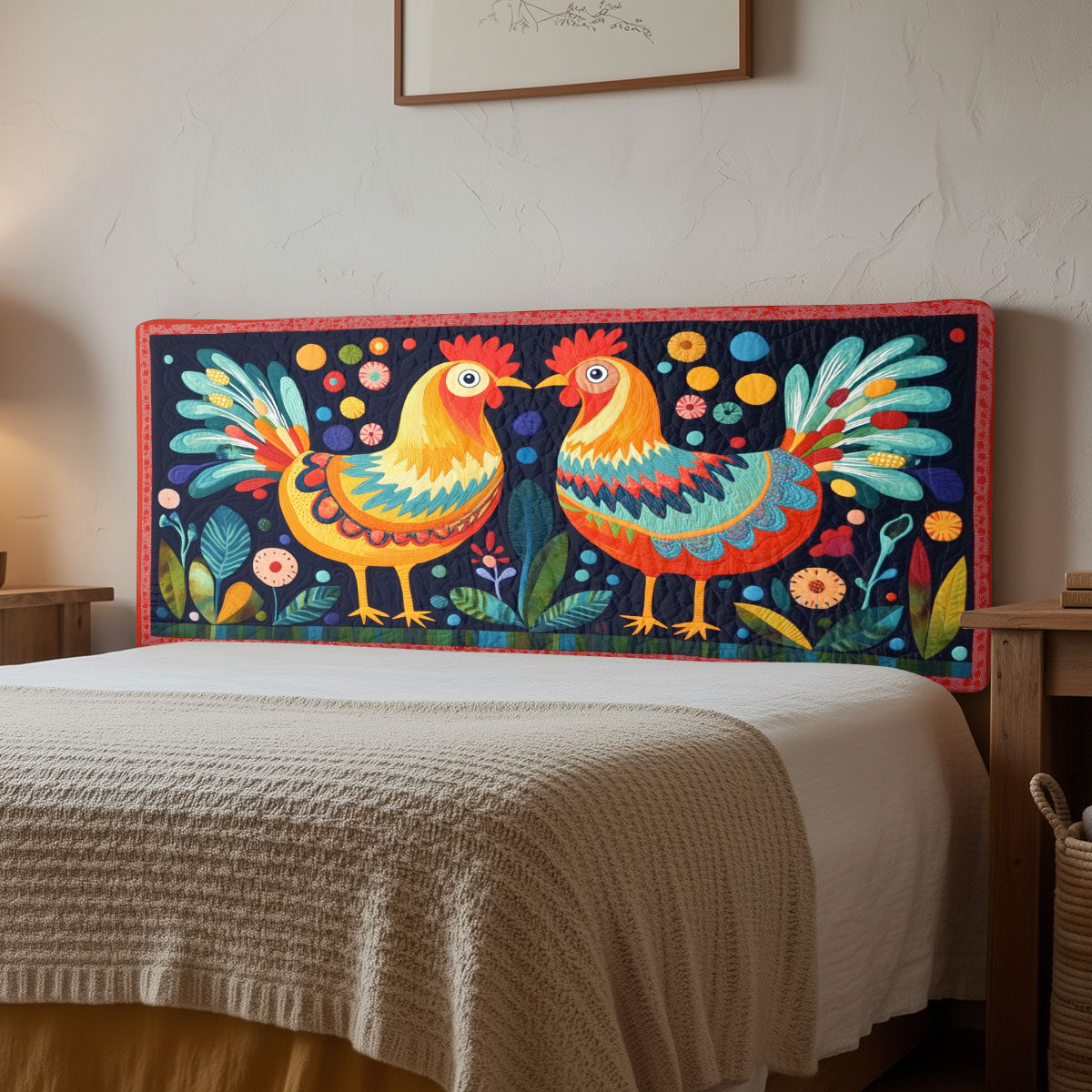 Color Folk Rooster CW1512010CL Quilted Headboard Slipcover