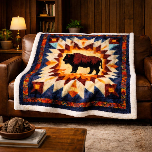 Majestic Bison Star KL0302003CL Faux Fur Throw Blanket