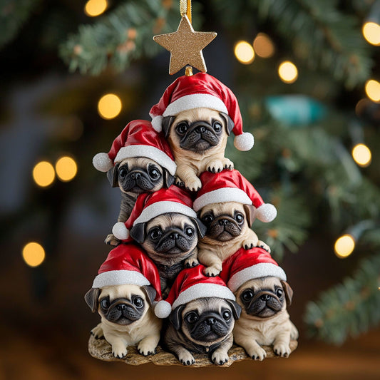 Happy Pugs CP1510113CL Christmas Ornament