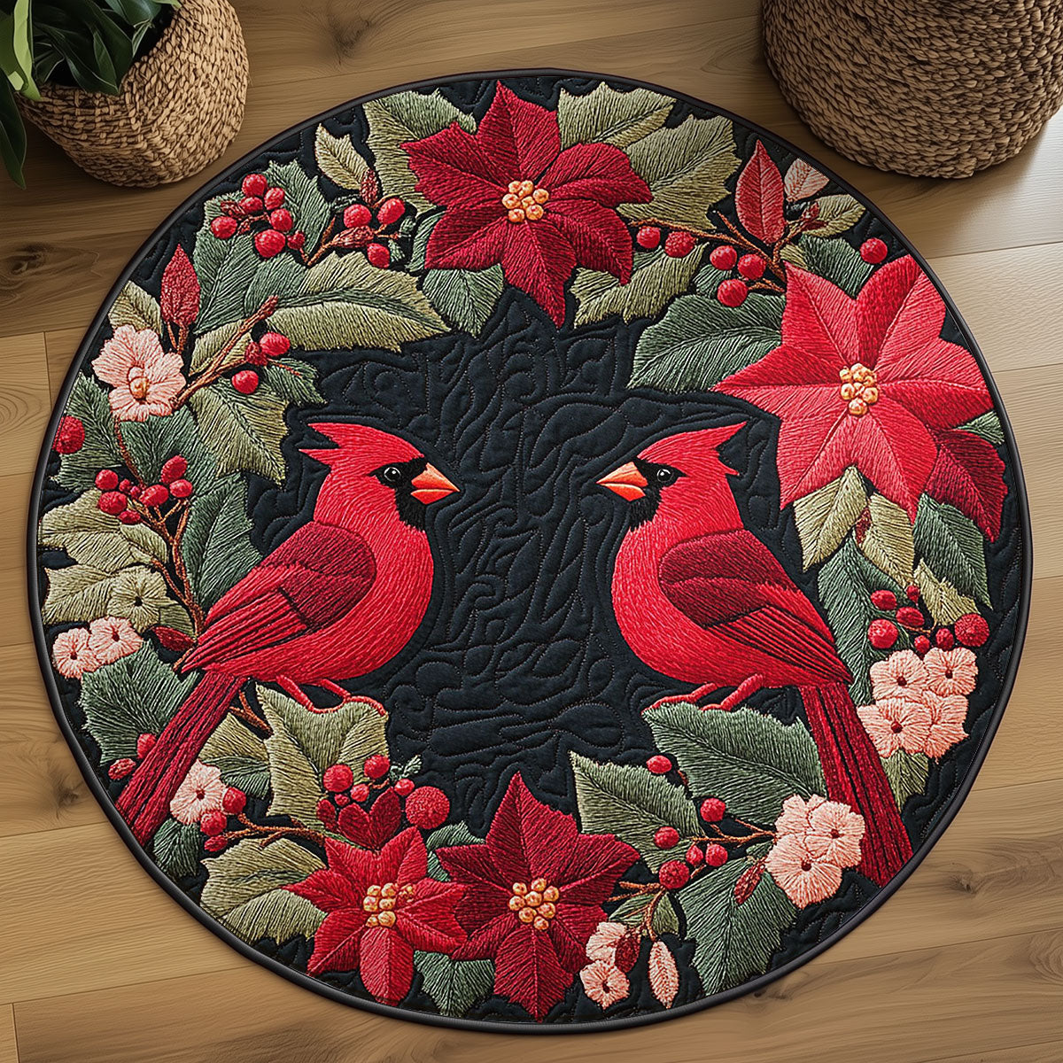 Cardinal Love WN0107028CL Quilted Round Mat
