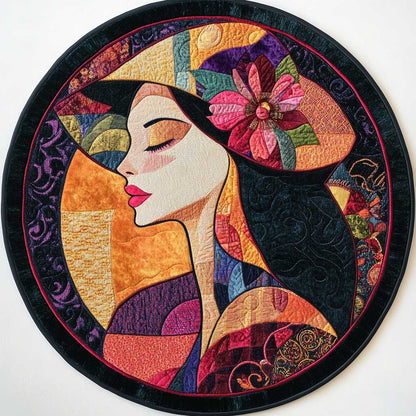 Radiant Abstract Lady WN2904095CL Quilted Round Mat