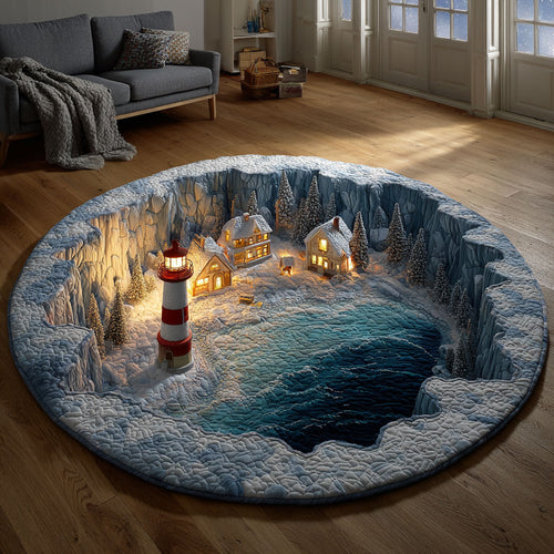 Winter Coast Lighthouse CW2811019CL Quilted Round Mat