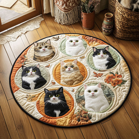 Purrfectly Framed WJ1706024CL Quilted Round Mat
