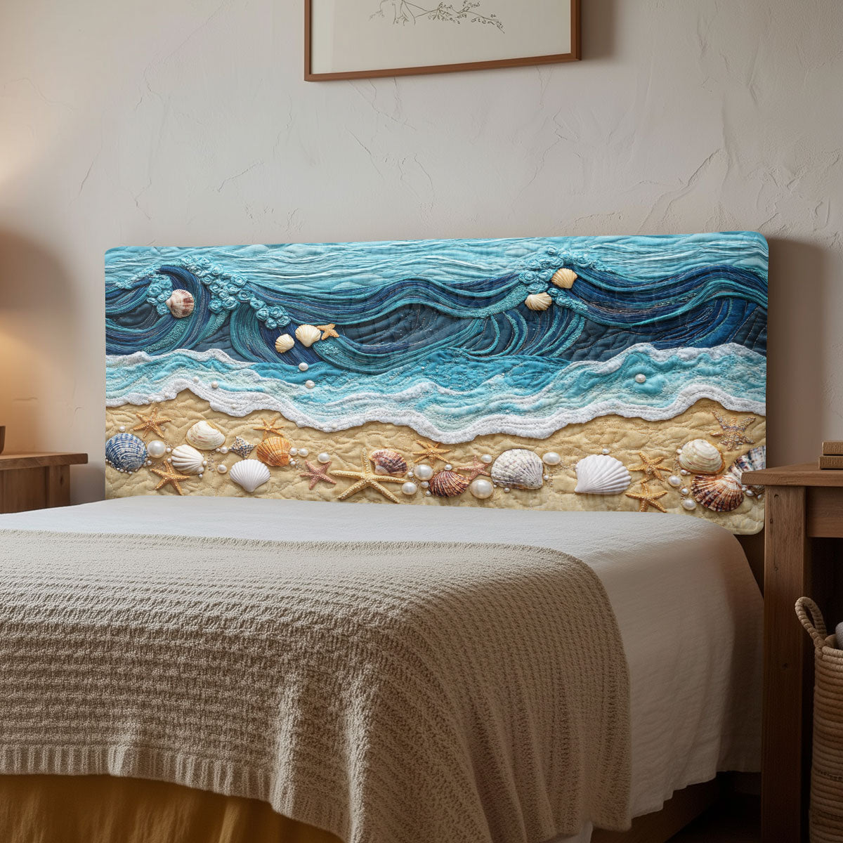 Seashell and Beach CW1212046CL Quilted Headboard Slipcover