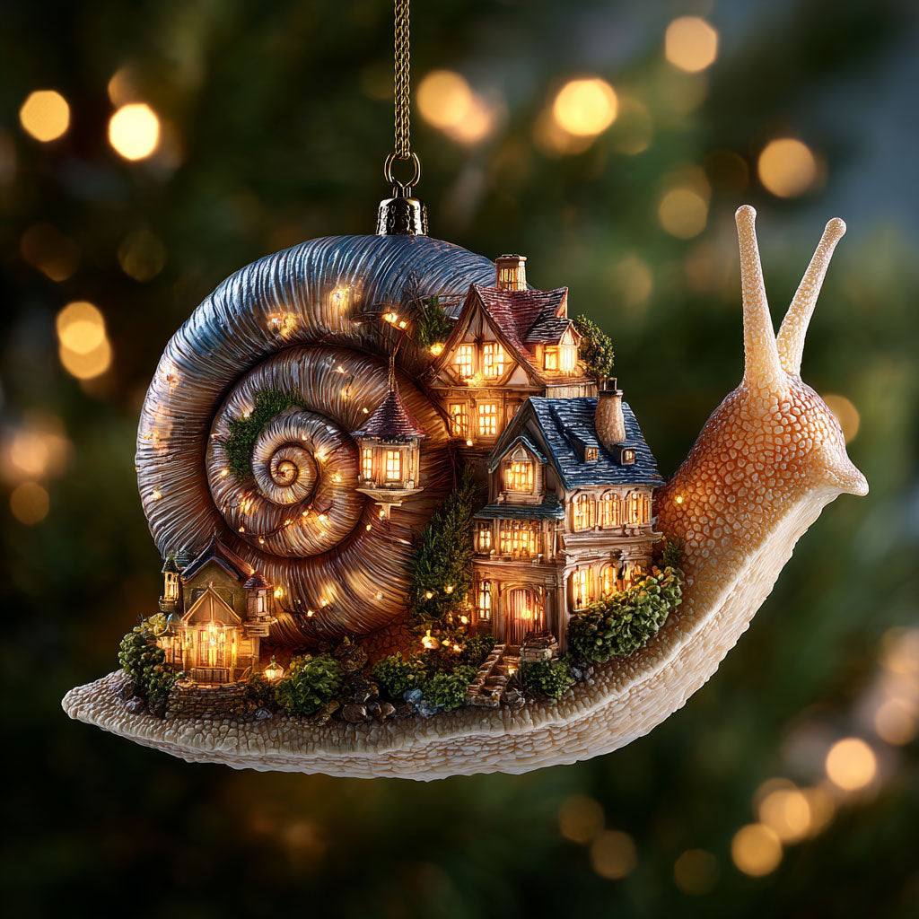 Snail Winter Home WN0912071CL Christmas Ornament