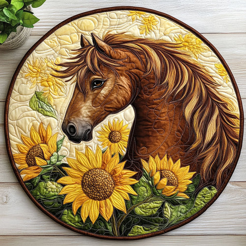 Sunflower Horse CW0907034CL Quilted Round Mat