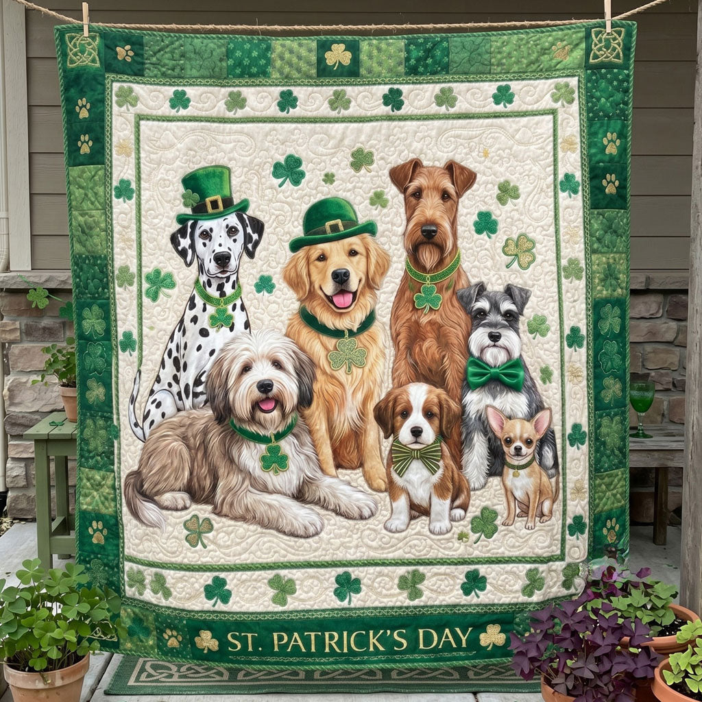 Shamrock Puppy Patchwork WN1105029CL Quilt