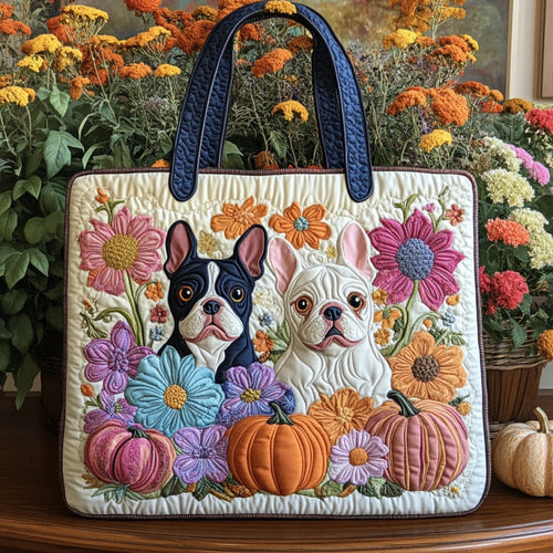 Floral French Bulldogs XR2209026CL Quilted Tote Bag
