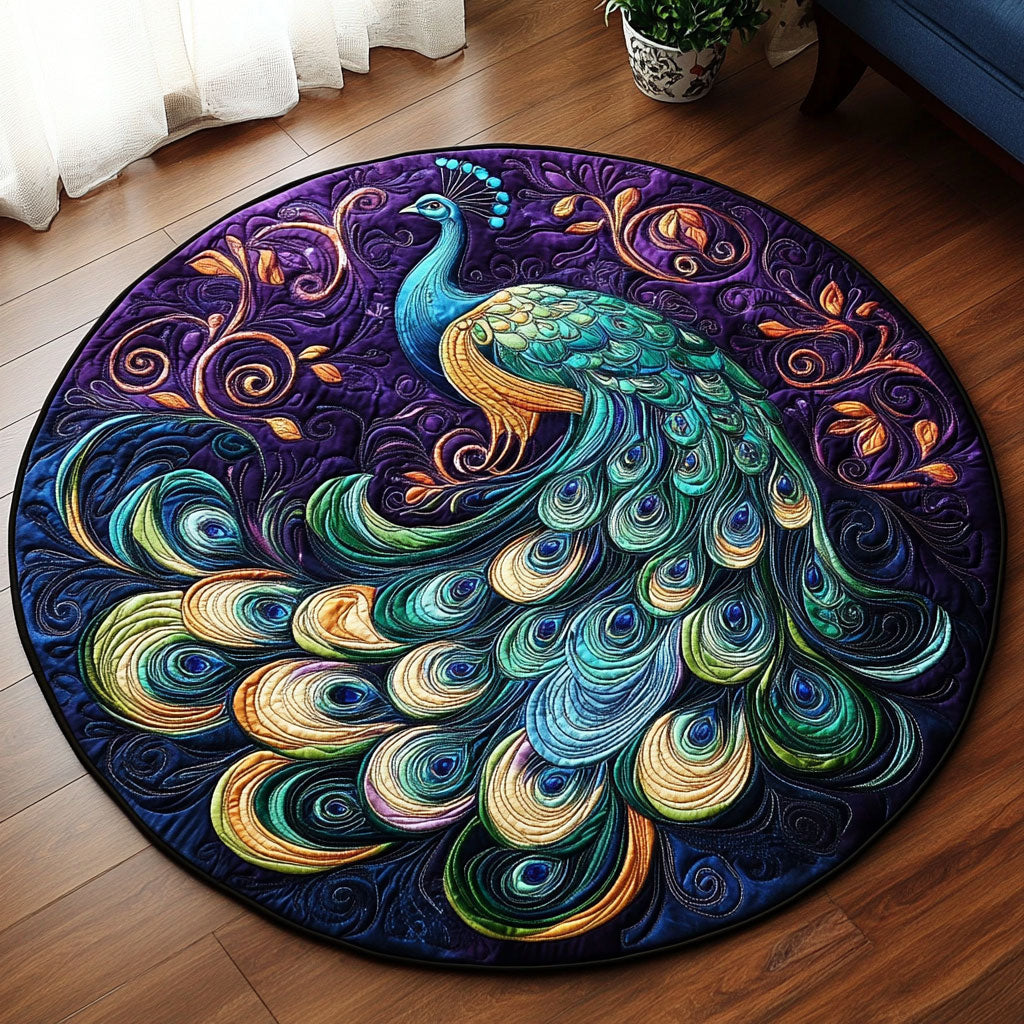 Enchanted Peacock KL0812025CL Quilted Round Mat