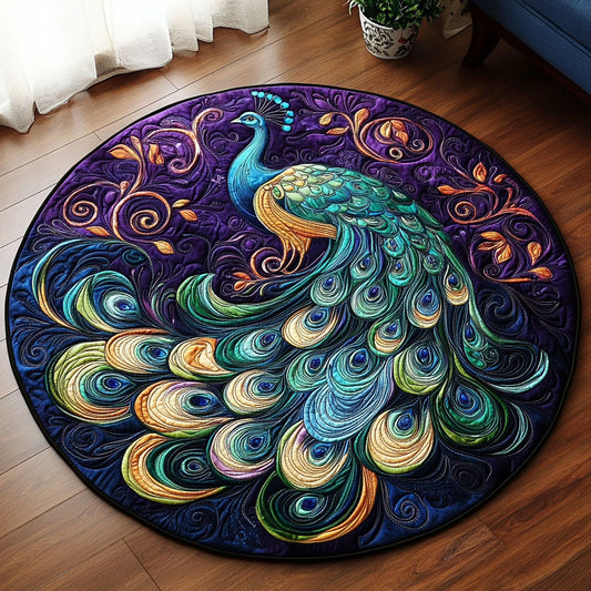 Enchanted Peacock KL0812025CL Quilted Round Mat