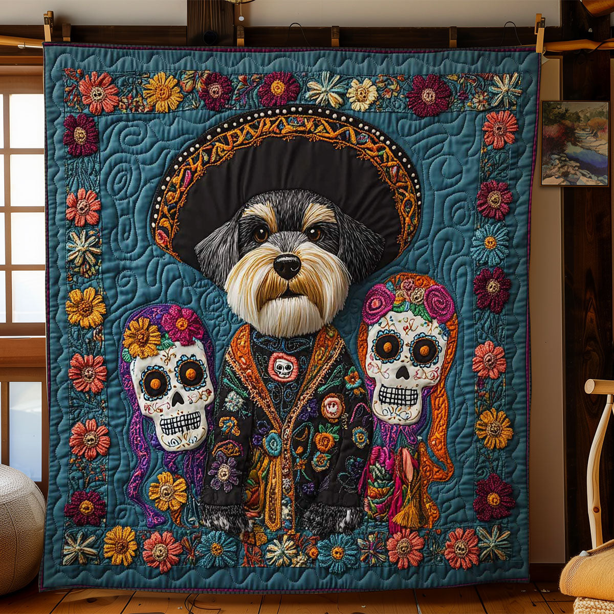 Festive Schnauzer Spirit WN0302010CL Quilt