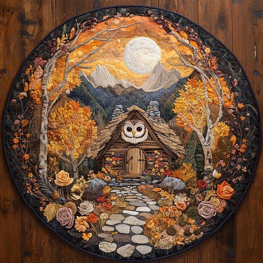 Owl Cottage Hideaway WN2705057CL Quilted Round Mat