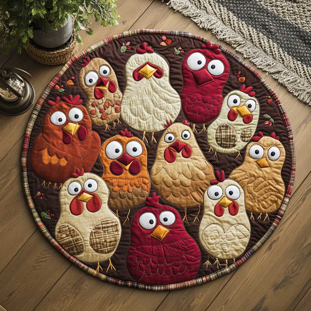 Goofy Funny Chicken WN2103091CL Quilted Round Mat