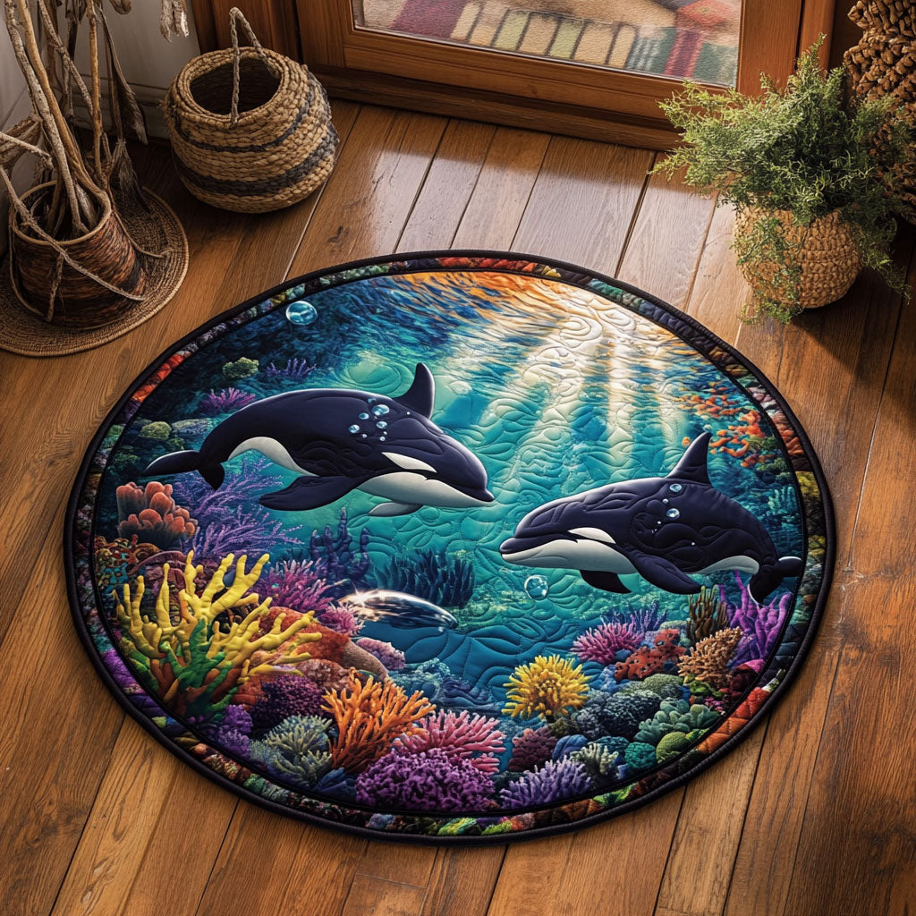 Swimming Orca WJ2305051CL Quilted Round Mat