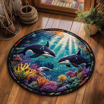 Swimming Orca WJ2305051CL Quilted Round Mat