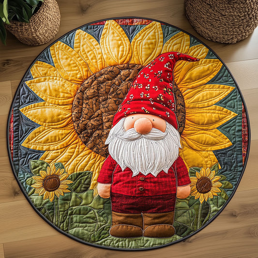 Sunflower Gnome WJ1005047CL Quilted Round Mat