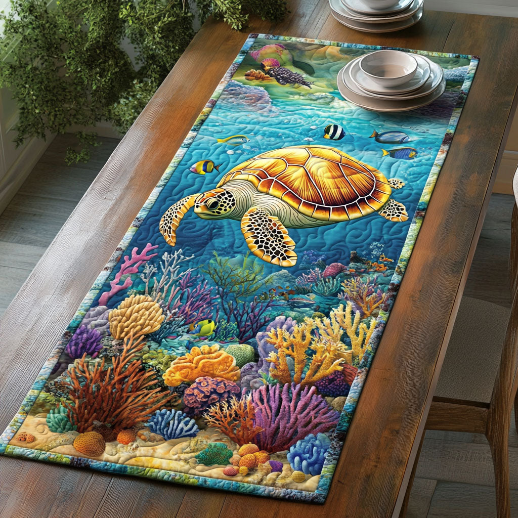 Turtle Reef WJ1406038CL Quilted Table Runner