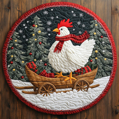 Feathered Santa Delivery LT1410025CL Quilted Round Mat