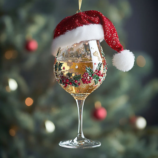 Wine Glass Santa Toast WN1112121CL Christmas Ornament