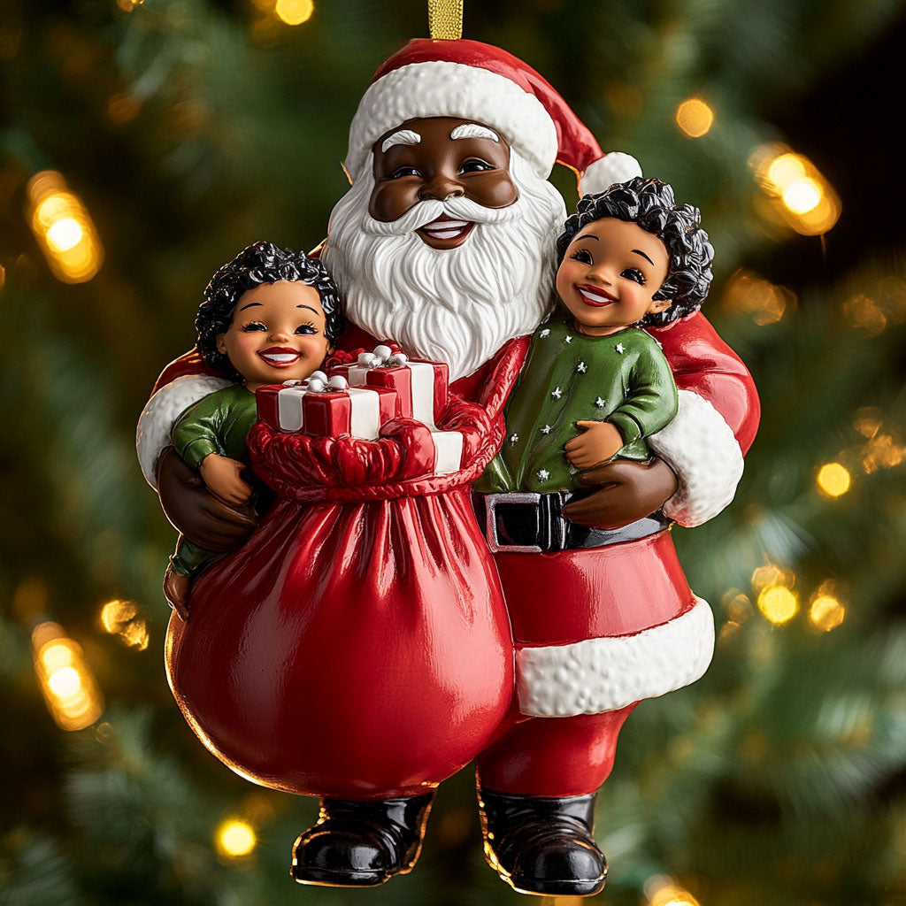 Festive Black Santa Claus Vibes WN0511029CL Christmas Ornament