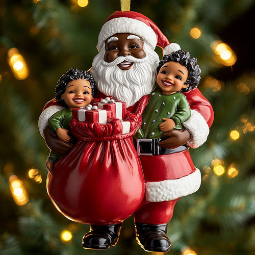 Festive Black Santa Claus Vibes WN0511029CL Christmas Ornament