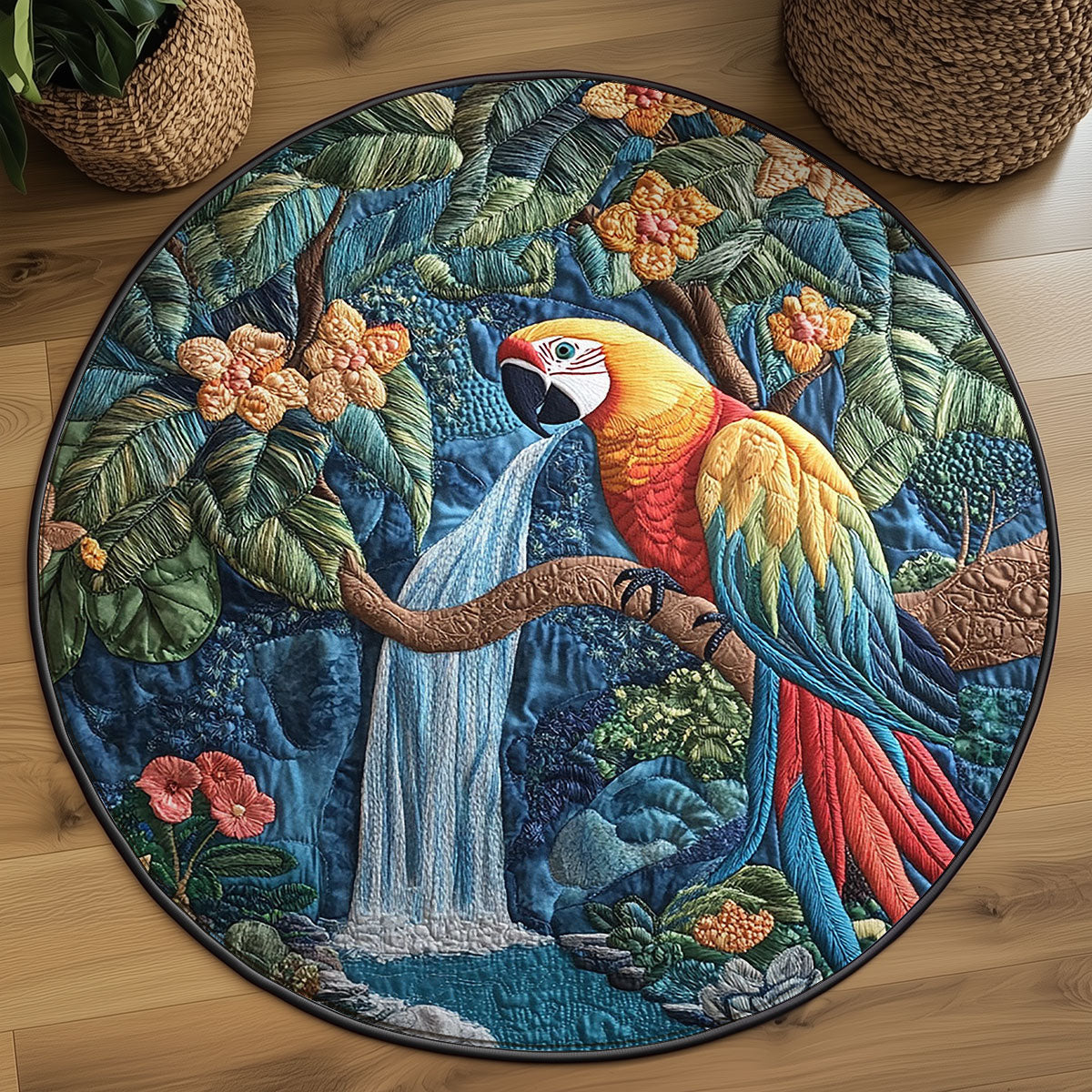 Tropical Macaw WJ1406049CL Quilted Round Mat