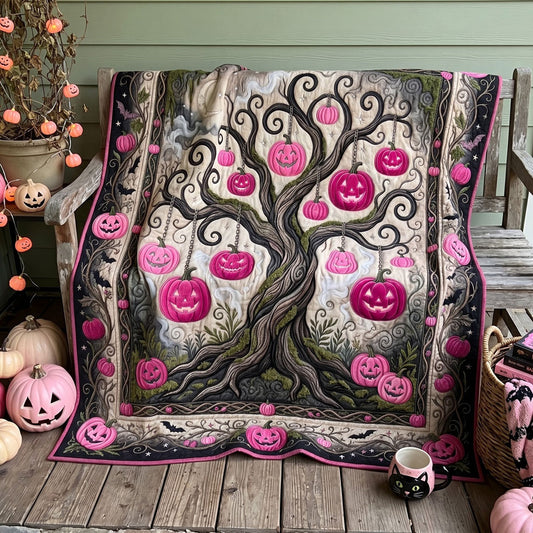 Pink Pumpkin Haunted Tree WN1105024CL Quilt