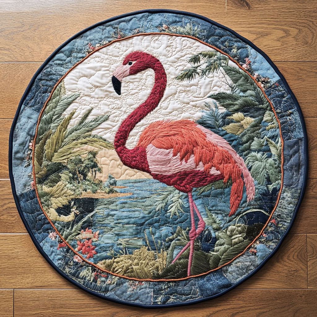 Flamingo Grace WN0707056CL Quilted Round Mat