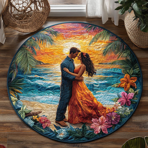 Romantic Sunset Couple WJ0307041CL Quilted Round Mat