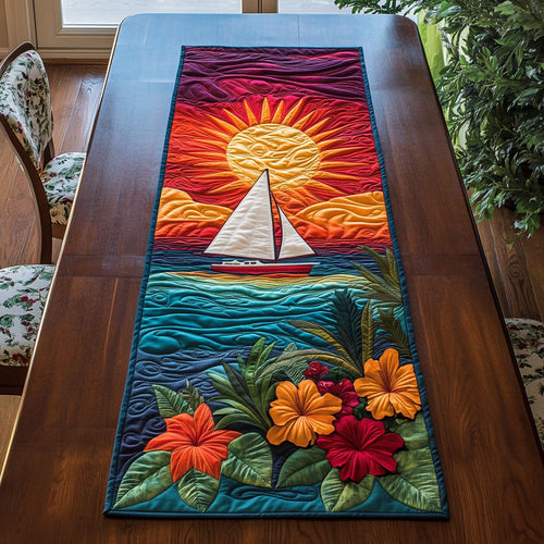 Tropical Sunset Sailboat WJ1207030CL Quilted Table Runner
