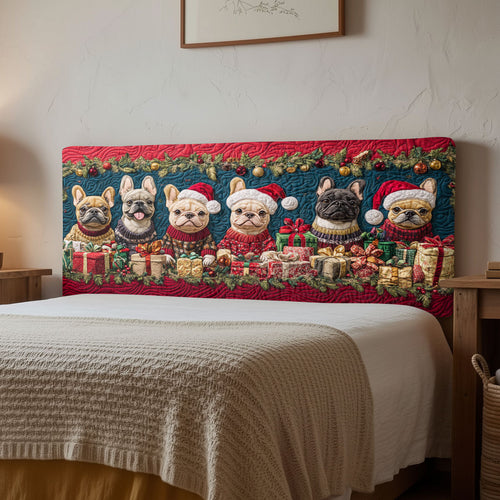 Bulldog Christmas Charm CW1312003CL Quilted Headboard Slipcover