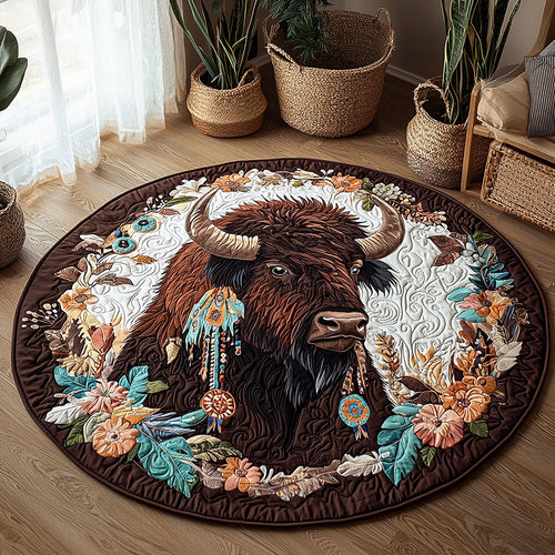 Bison And Flower QA2511025CL Quilted Round Mat