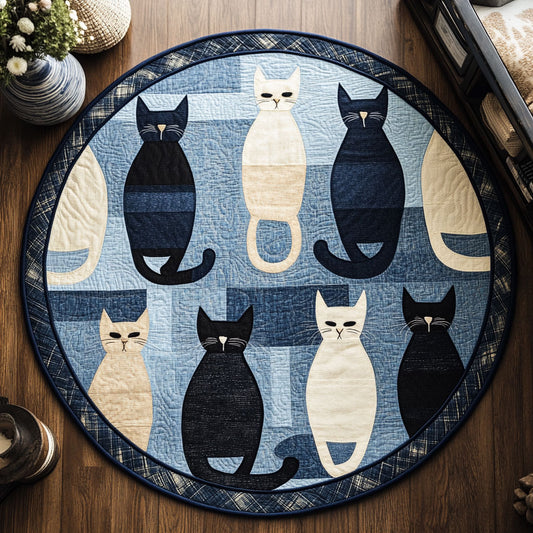 Cat Mood WN0407032CL Quilted Round Mat