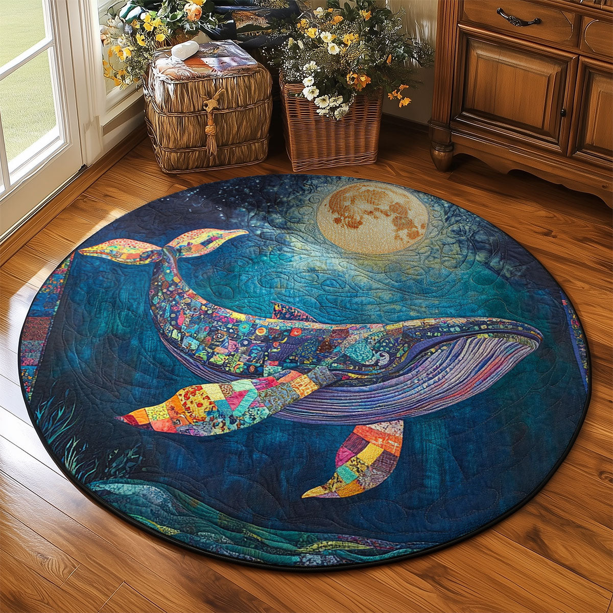 Under The Moon Whale WJ3103053CL Quilted Round Mat