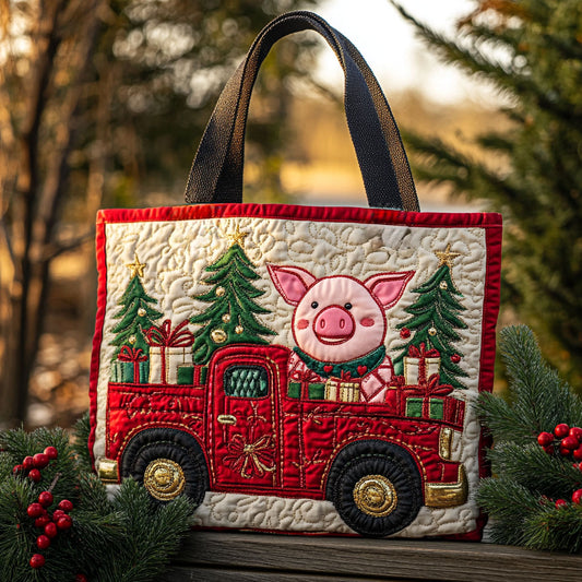 Winter Wonder Pig WN2910090CL Quilted Tote Bag
